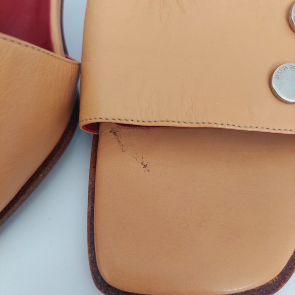 Vintage Burberry Leather Studded Accents Slides - Picture 8 of 15